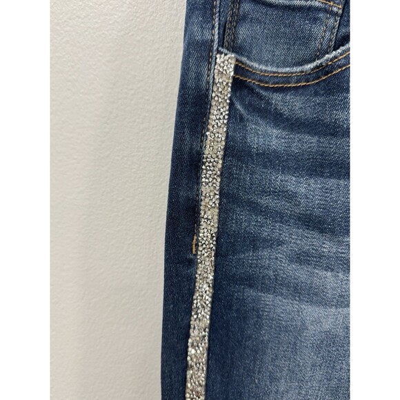 Risen Jeans Women’s With Diamonds Blue Denim Flared Size 27 - Picture 3 of 7